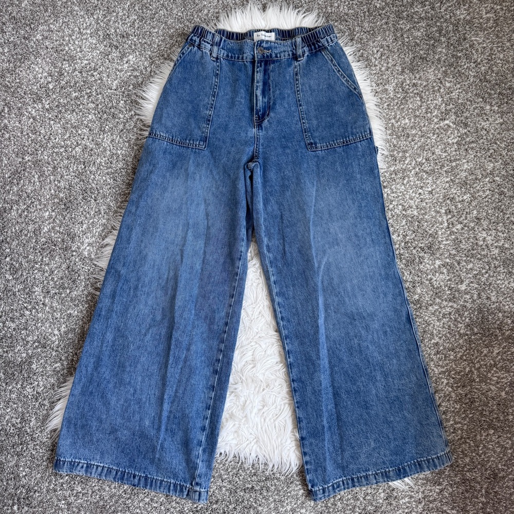 By Together Wide Leg High Rise Utility Pocket Jeans L